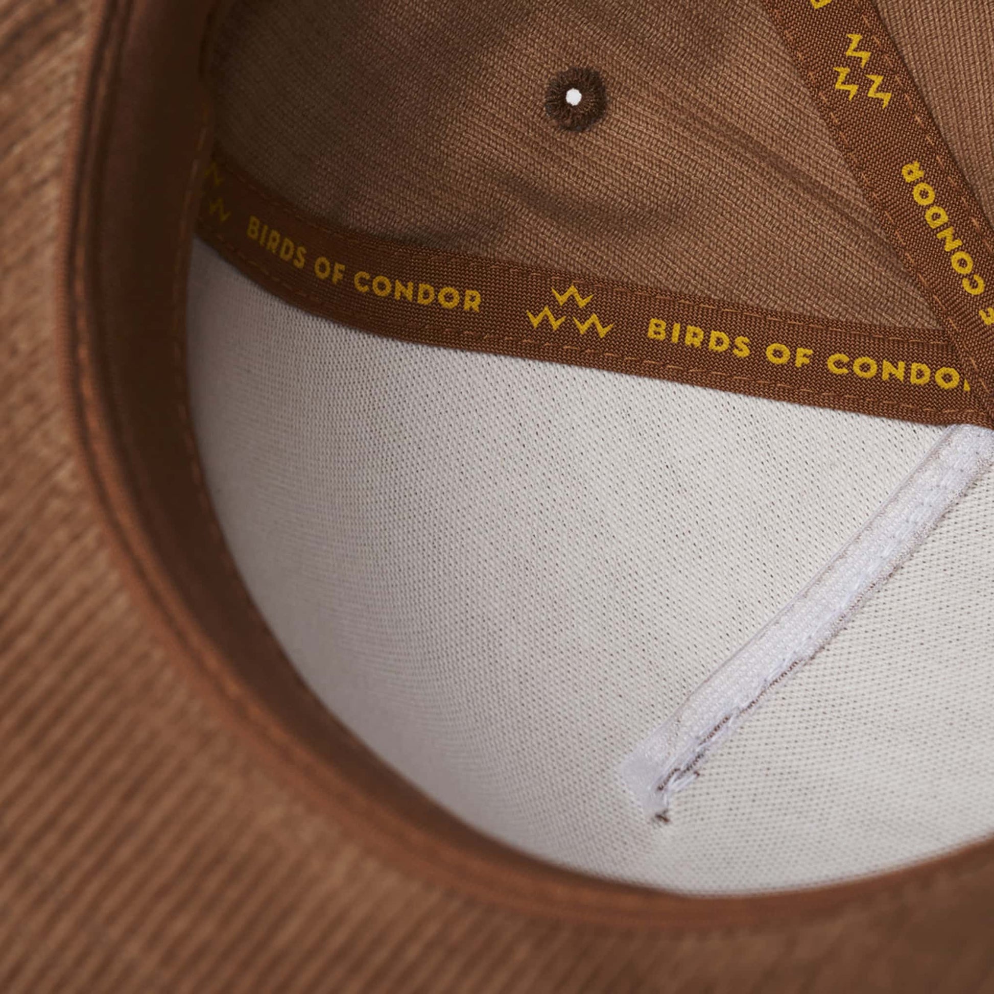 Golden Bear Snapback Hat - Brown Corduroy, Plastic Snap, Slight Curve Brim, 100% Cotton 5 Panel, OSFA (Suitable for Larger Heads), Inside Detail View