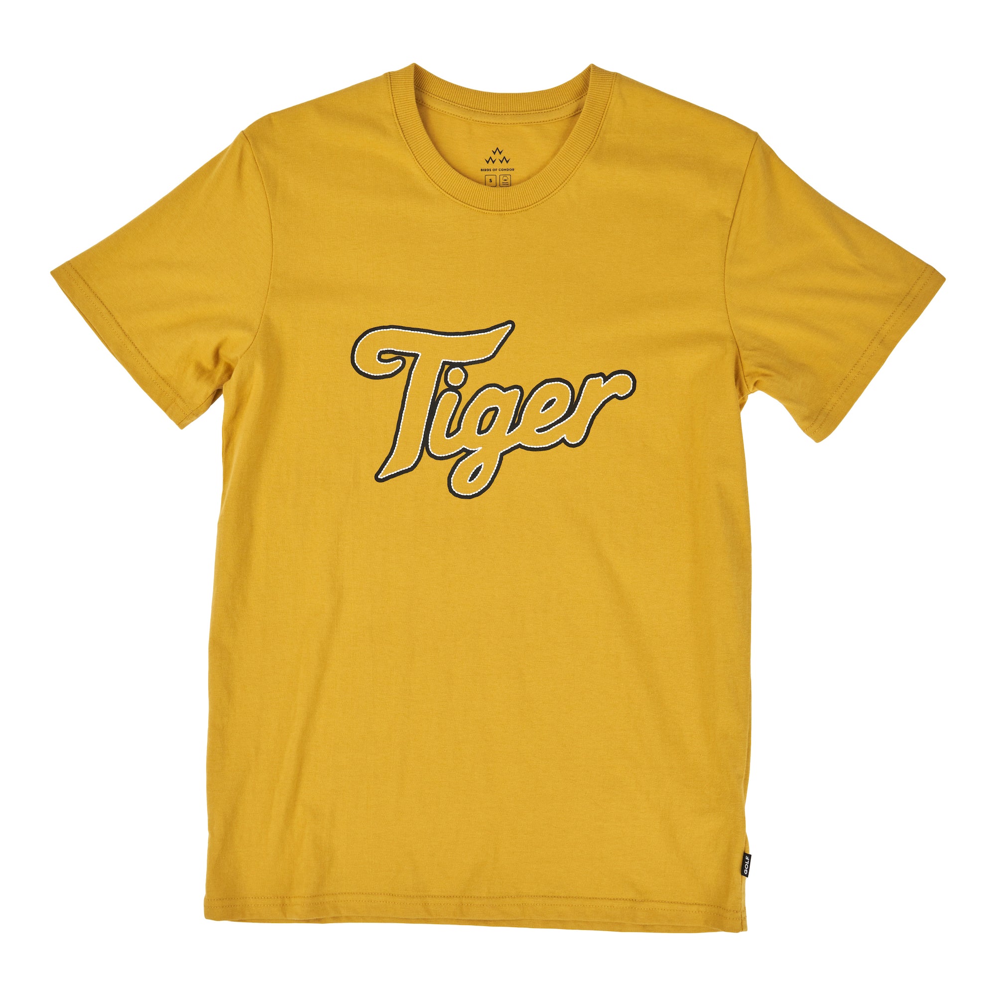 birds of condor yellow organic cotton tiger golf tee shirt