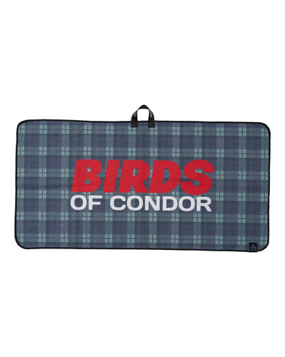 Fairway check golf towel featuring a red and white Birds of Condor print and a black hanging loop.