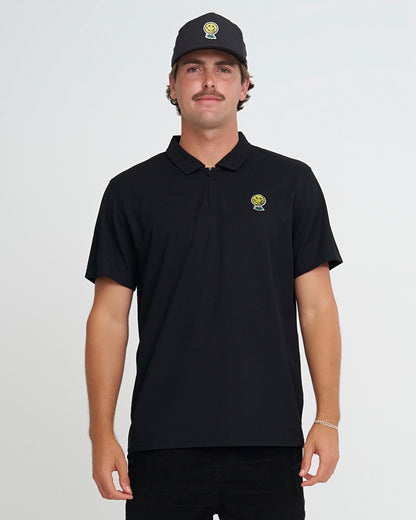 Neverfind Quarter Zip Polo - Black