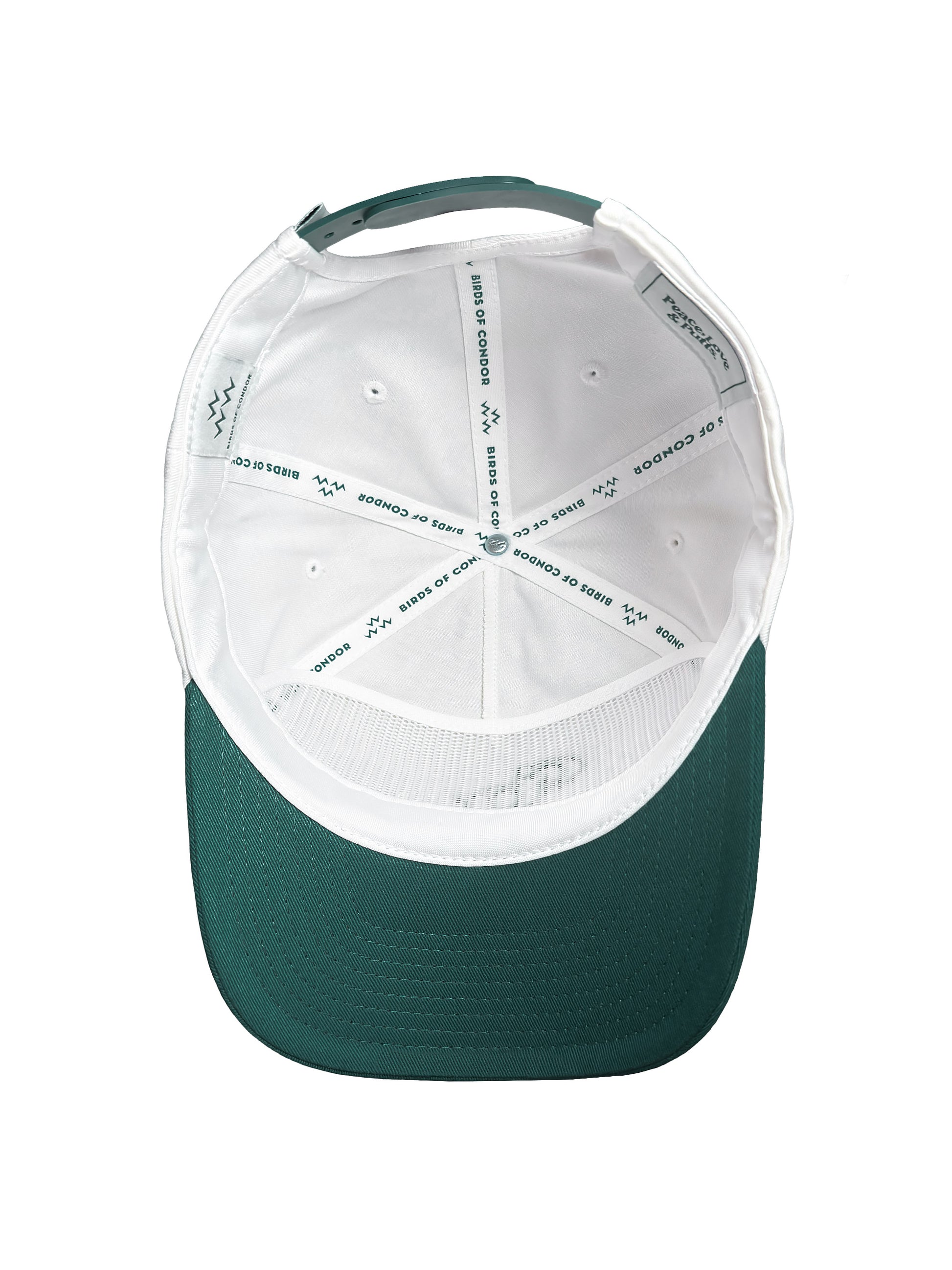Green cap with white mesh on a white background