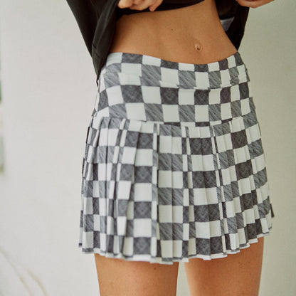 Birds Gingham Skort