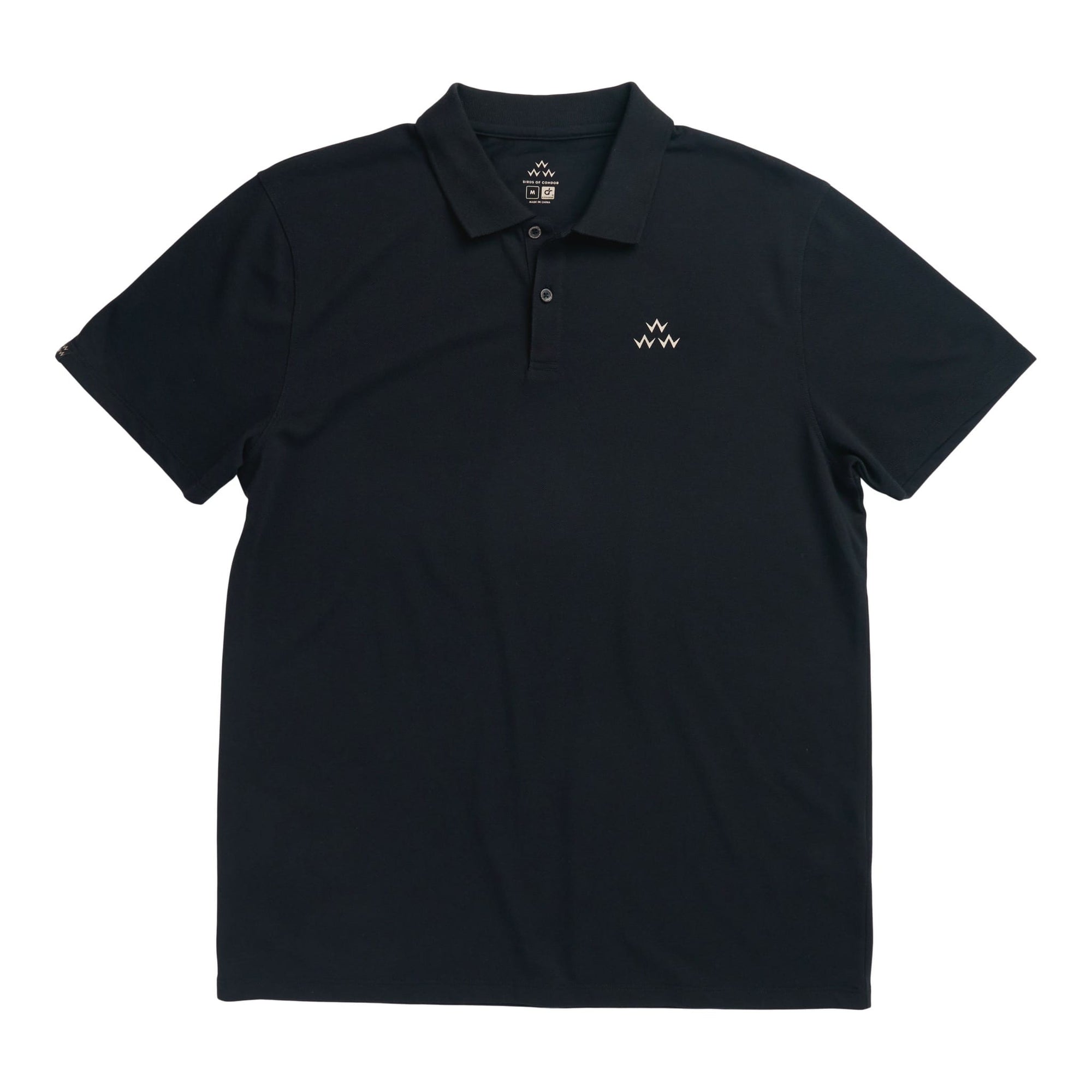 birds of condor black golf polo shirt front