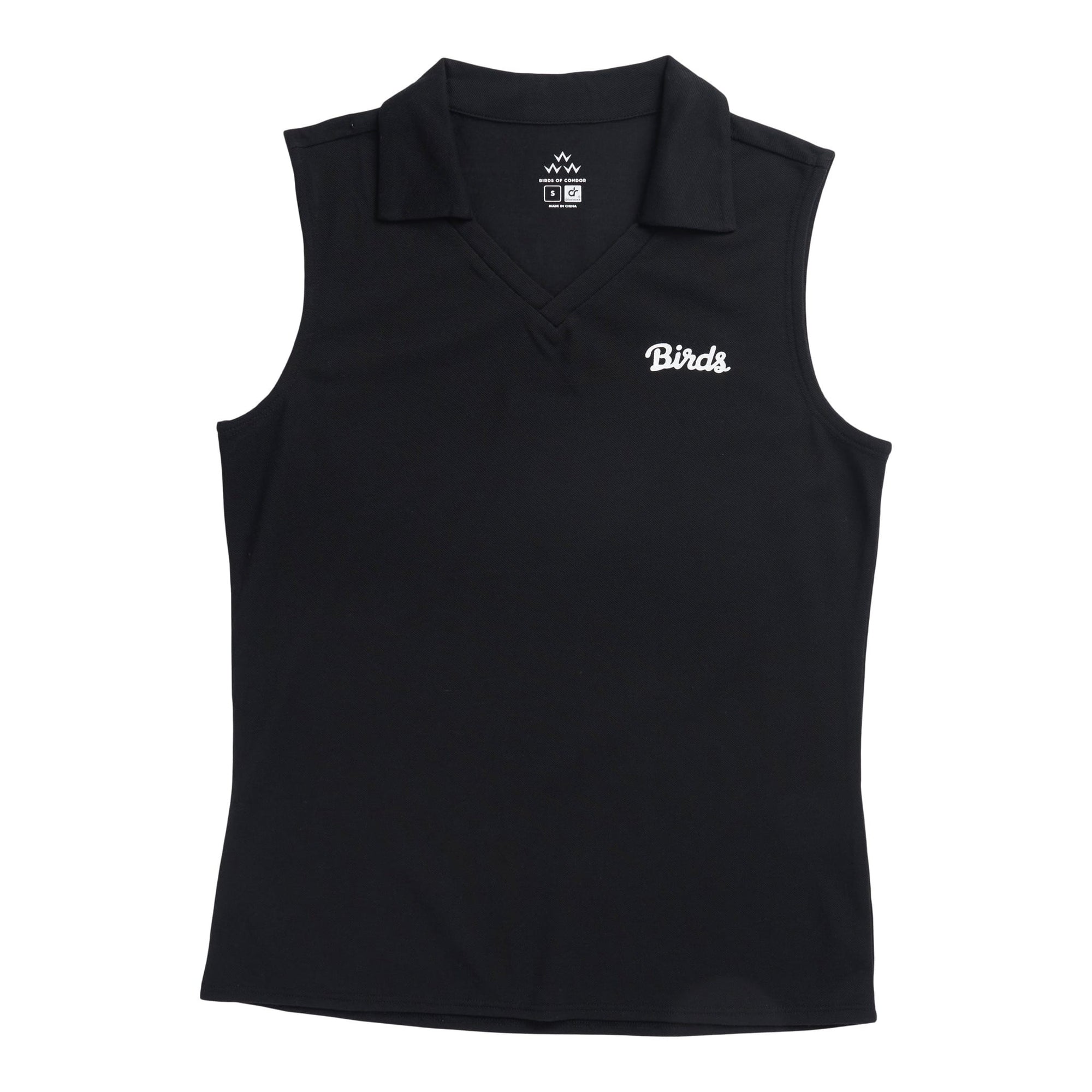 birds of condor black women's golf sleeveless polo shirt