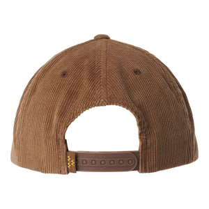 Golden Bear Snapback Hat - Brown Corduroy, Plastic Snap, Slight Curve Brim, 100% Cotton 5 Panel, OSFA (Suitable for Larger Heads), Back View