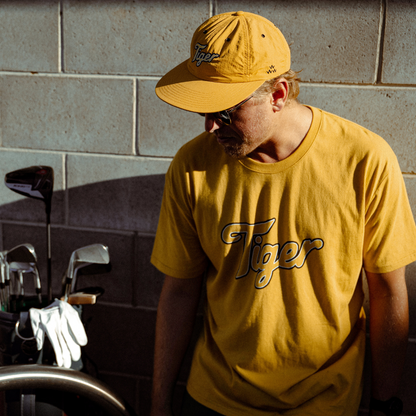 birds of condor yellow tiger strapback nylon hat and organic cotton t-shirt