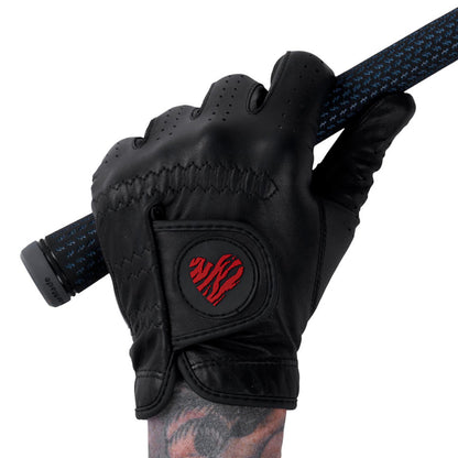 birds of condor black premium aaa cabretta leather tiger woods heart golf glove