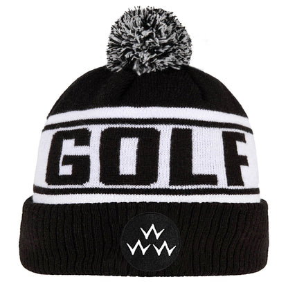 birds of condor black and white golf beanie front