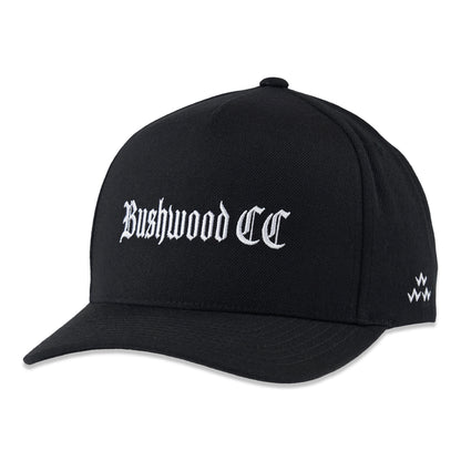 birds-of-condor-black-bushwood-country-golf-club-snapback-hat-front