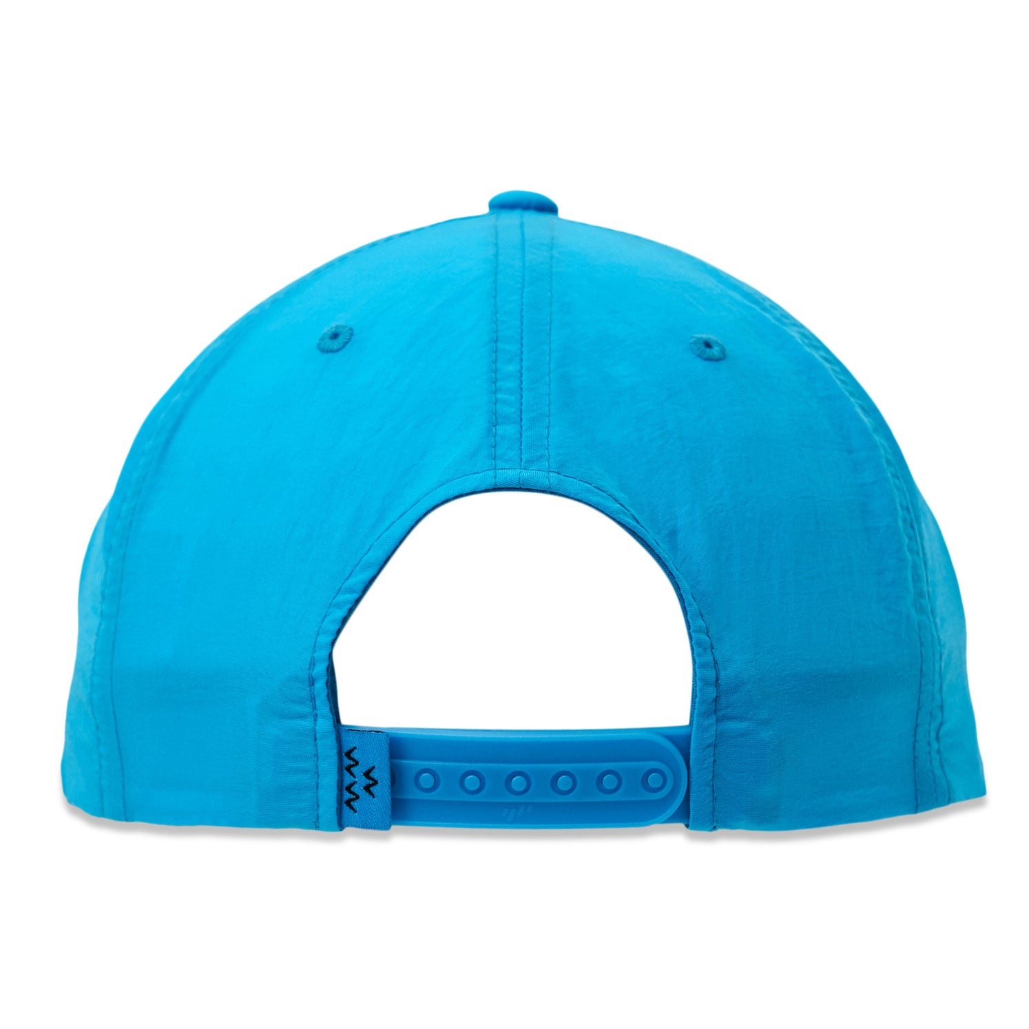 Back View of Electric Blue Nylon Snapback Cap with Osaka Theme and Slight Curved Brim - One Size Fits All