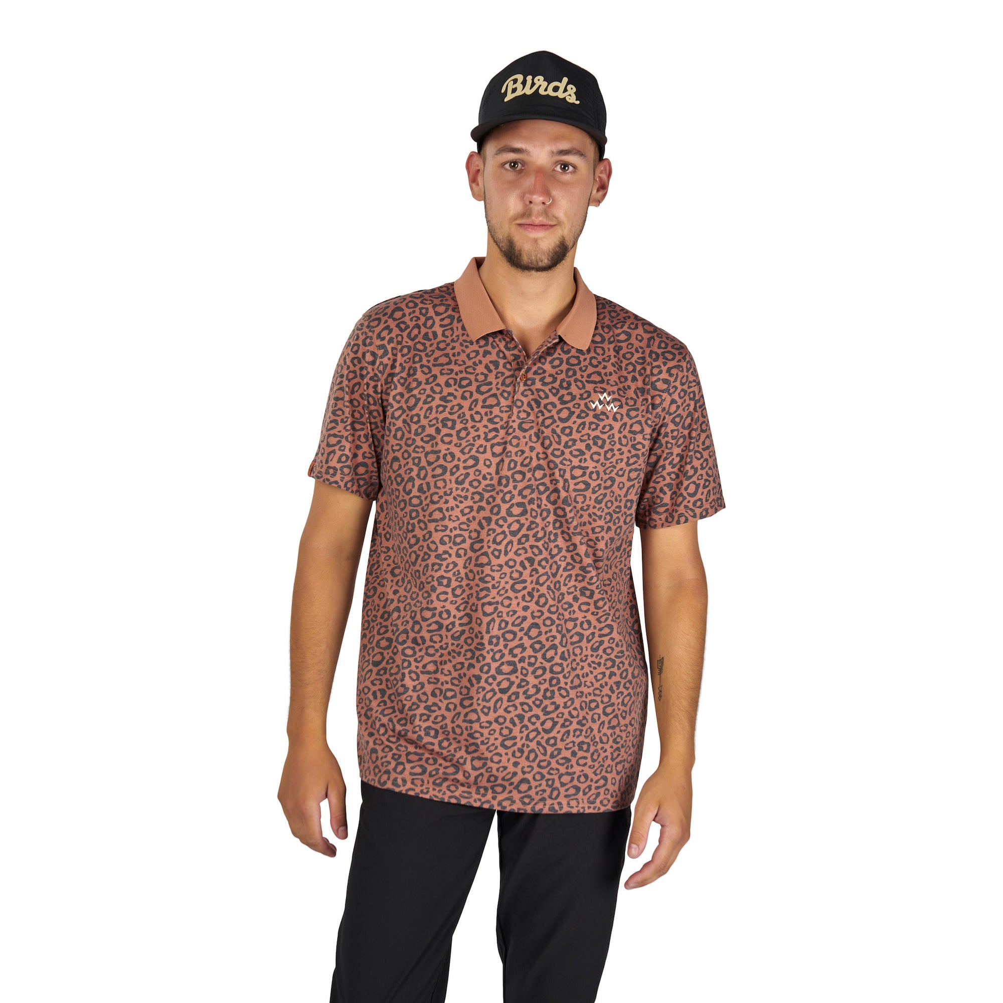 Possibly the best leopard print you've ever seen on possibly the best golf polo you've ever worn.  A match made in Byron, the Birds of Condor Leoputt polo is the perfect color and print for golfers who don't want to get lost in the rough.  Style for miles.
