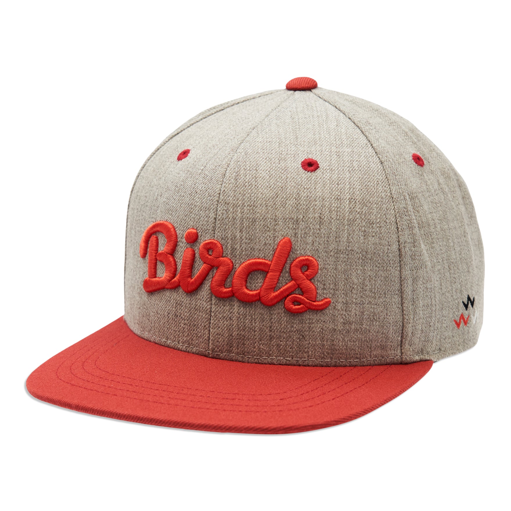    birds-of-condor-grey-marle-red-flat-peak-snapback-hat-front