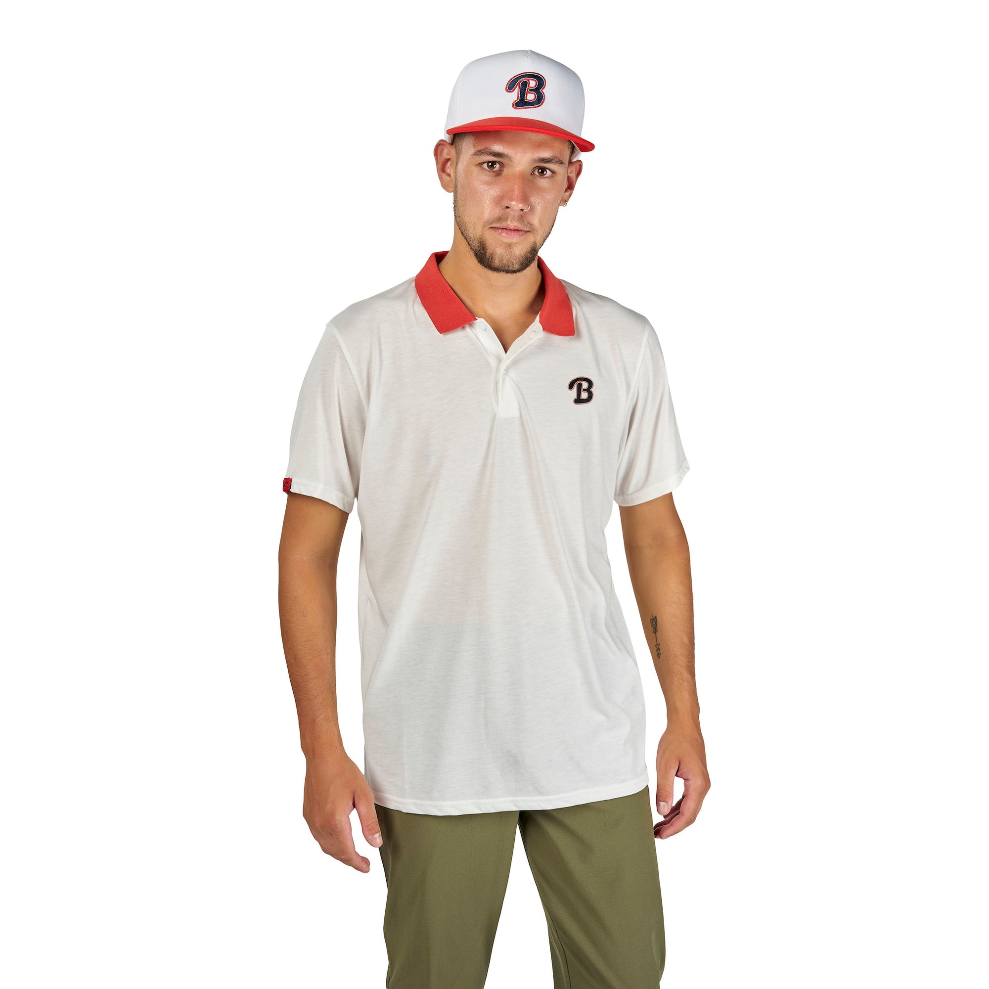 Golf polos don't get any better than this.  Cool white and red baller polo for all the ballers and B's.  Birds of Condor golf apparel