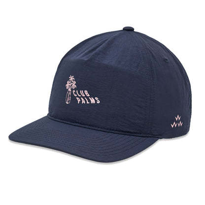 birds-of-condor-navy-blue-golf-club-palms-nylon-summer-cap-hat-front