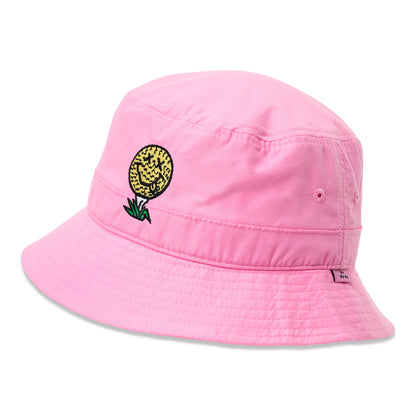 birds-of-condor-pink-golf-ball-neverfind-bucket-hat-front