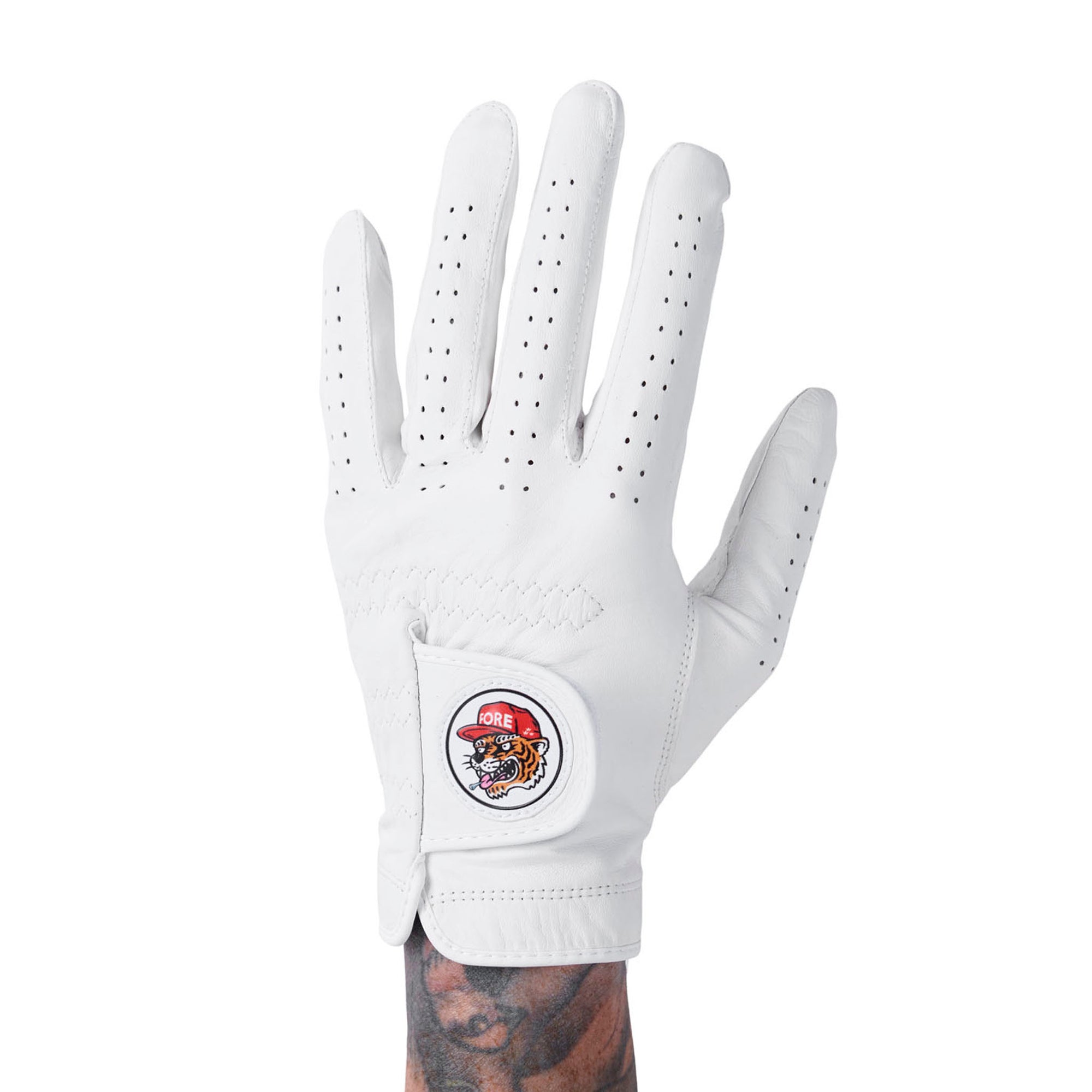 birds of condor white premium aaa cabretta leather fore tiger woods golf glove
