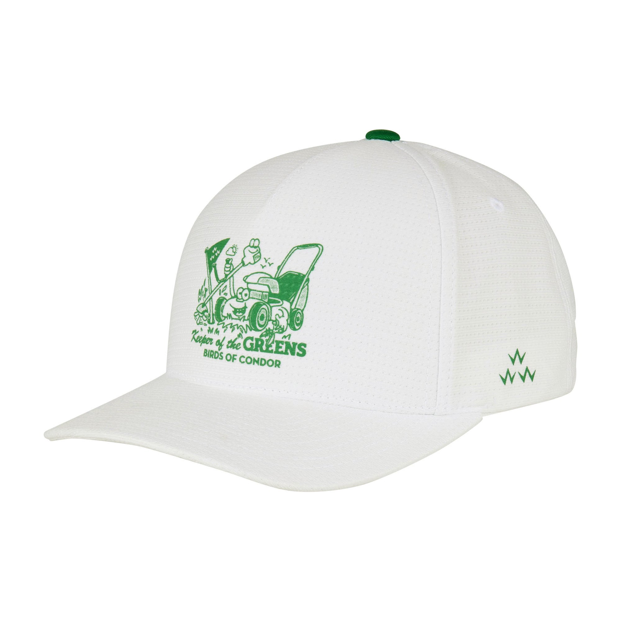 birds of condor white green keeper of the greens cool mesh lawn and garden care golf hat